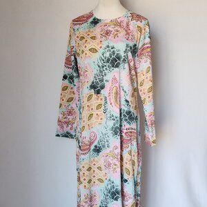 NWT East Essence Floral Paisley Maxi Abaya Dress Long Sleeve Multicolor